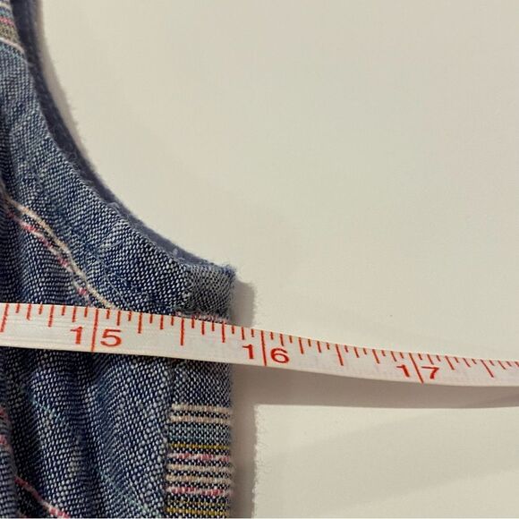 Talbots Striped Cotton Crochet Split Neck Embroidered Shift Dress With Pockets - Picture 10 of 16